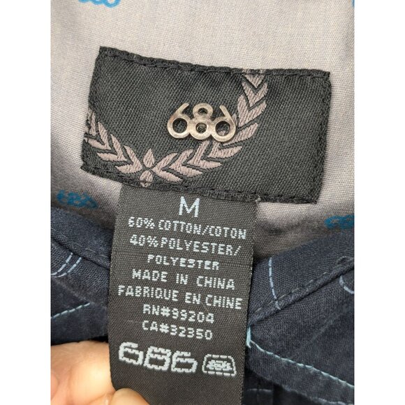 686 Performance Dry Shirt Men Size M Button Up Abstract Print Outdoor Streetwear - Picture 11 of 12
